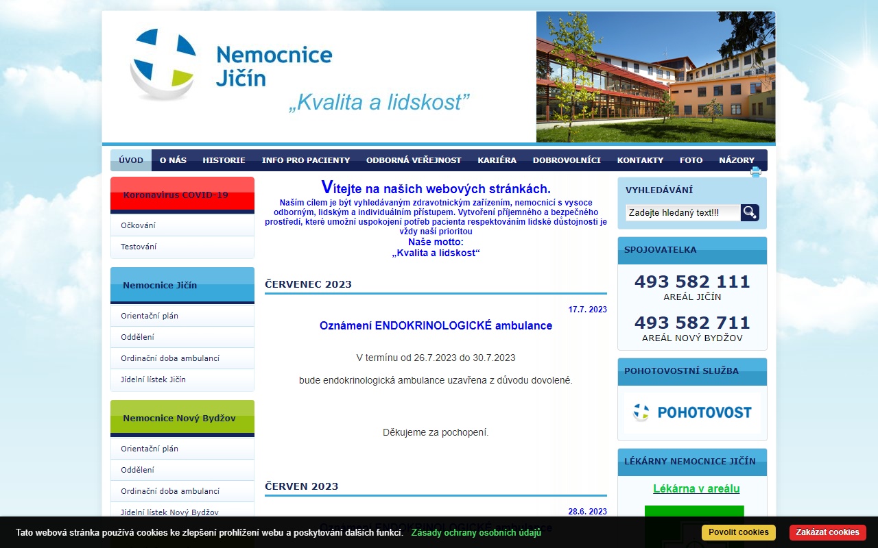 Oblastní nemocnice Jičín a.s, ambulance rehabilitace