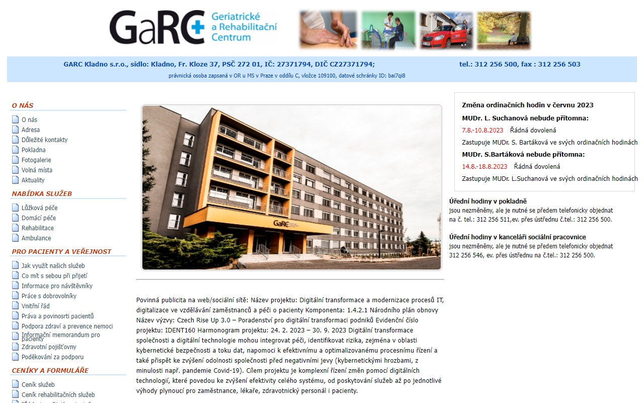 GARC Kladno s.r.o., Geriatrické a Rehabilitační Centrum